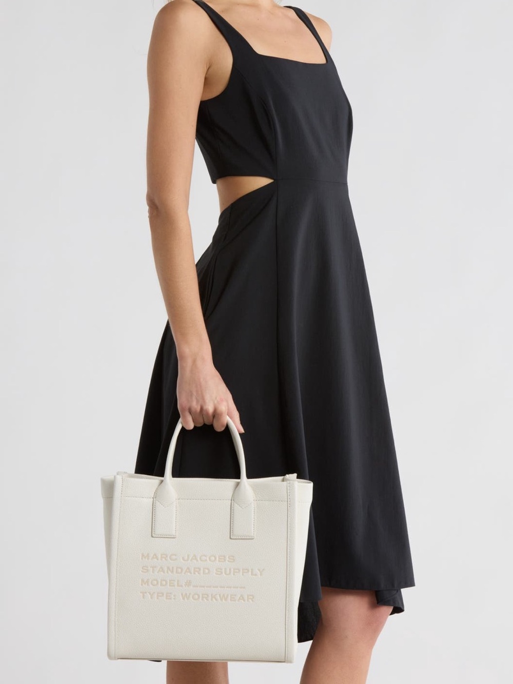 Marc Jacobs Cream Pebbled Leather Tote with Top Handles and Removable Long Strap - Picture 2 of 8